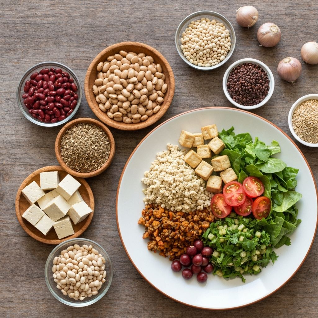 Vegan food ingredients and meal